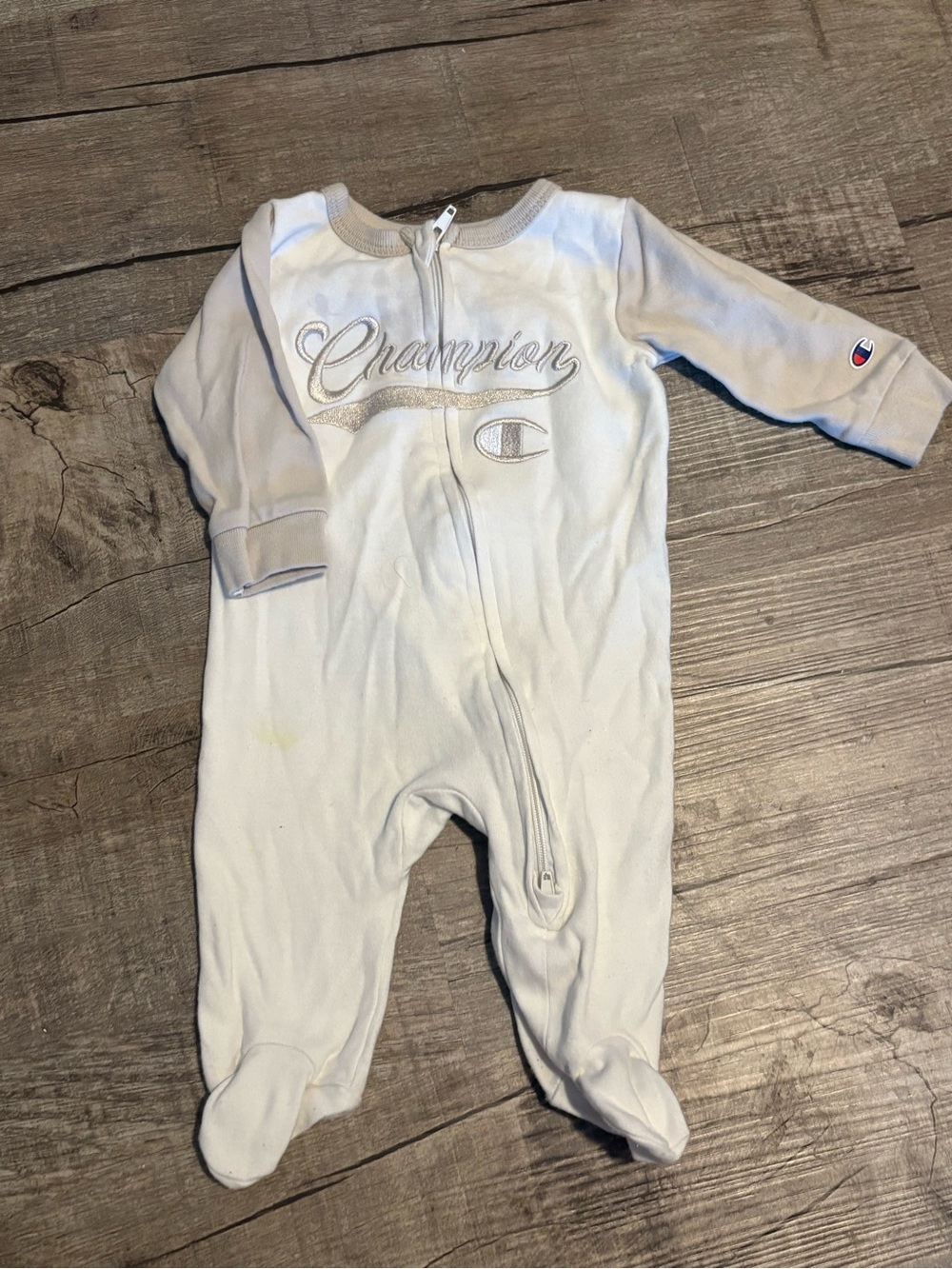 Champion beige Footed One-Piece Zippered Sleeper